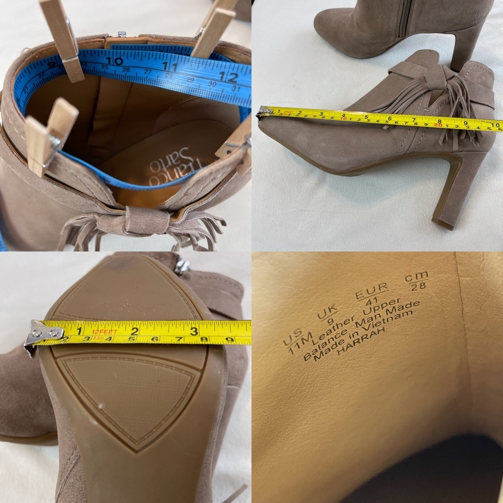 Franco Sarto Harrah Suede Tassel Ankle Boots Size 11M - Picture 13 of 15
